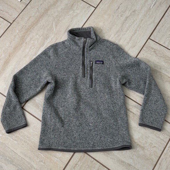 Boy's Patagonia Gray Quarter-Zip Fleece Sweater Size Small 7/8 - Picture 1 of 16